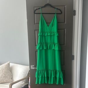 Lovers + Friends Vibrant Green Tiered Midi Dress